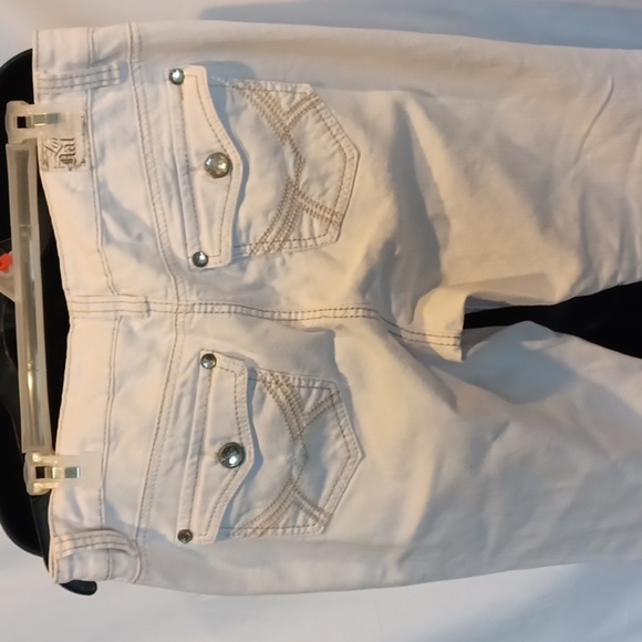 LOVE NATION White Denim boot cut,  distressed Rhinestone pockets Size 12 jeans - Picture 6 of 6